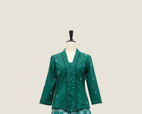 Cherry Kebaya - Forest Green (Top only)