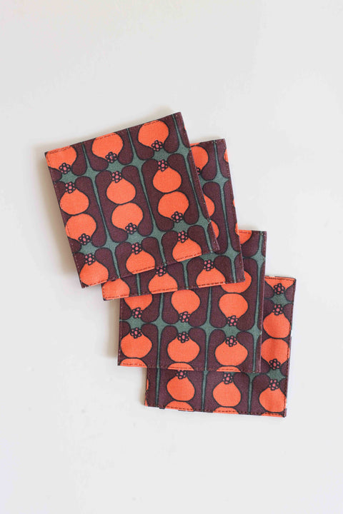 Coaster - Pinafleur Brown & Pinafleur Orange (set of 4)