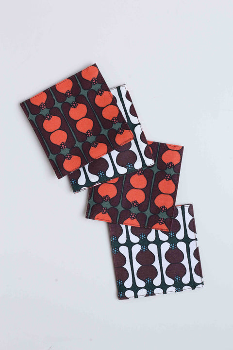 Coaster - Pinafleur Brown & Pinafleur Orange (set of 4)