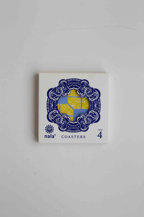 Coaster - Tapau Tiles Yellow & Willow Lettice (set of 4)