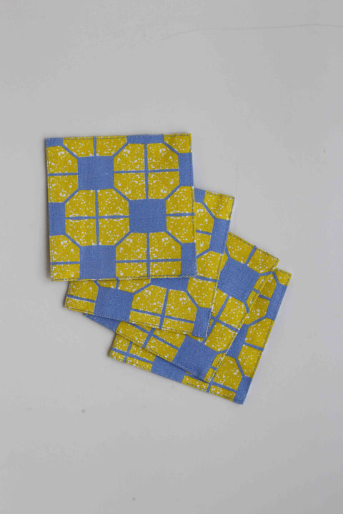 Coaster - Tapau Tiles Yellow & Willow Lettice (set of 4)