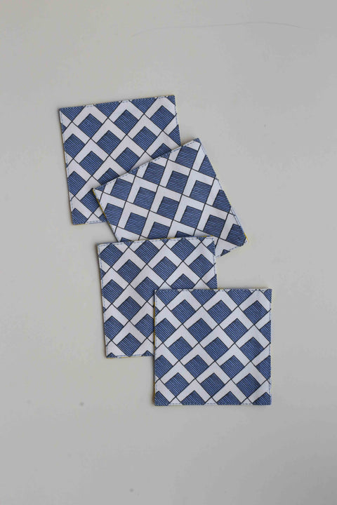Coaster - Tapau Tiles Yellow & Willow Lettice (set of 4)