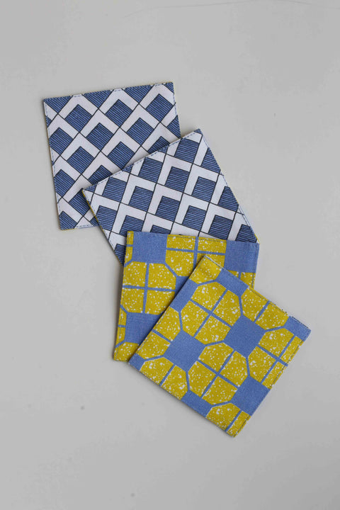 Coaster - Tapau Tiles Yellow & Willow Lettice (set of 4)