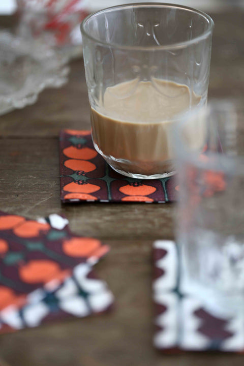 Coaster - Pinafleur Brown & Pinafleur Orange (set of 4)