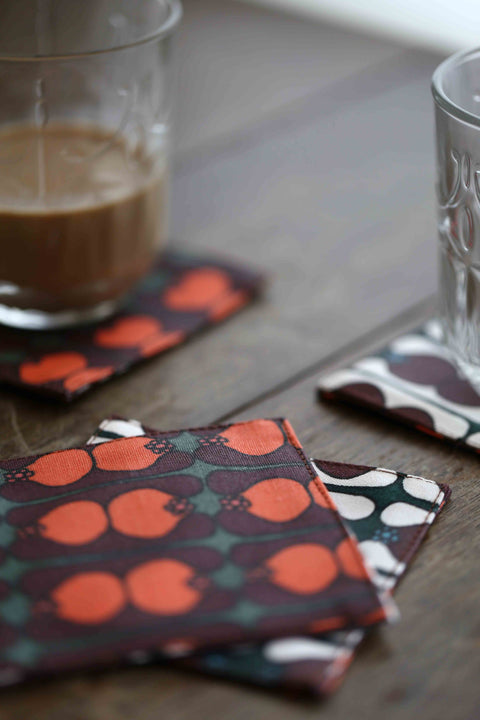 Coaster - Pinafleur Brown & Pinafleur Orange (set of 4)