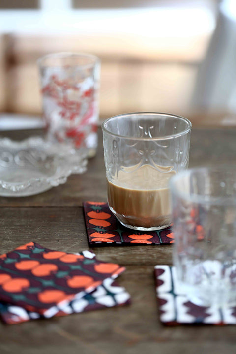 Coaster - Pinafleur Brown & Pinafleur Orange (set of 4)