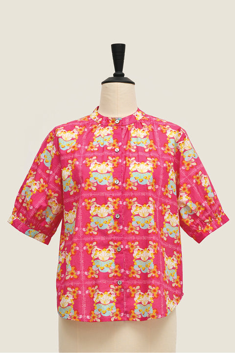 Daniela Top - Bunga Raya Tiles Pink